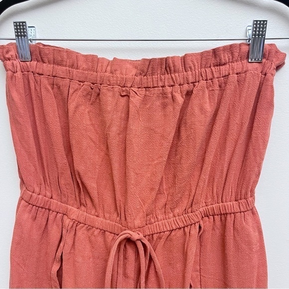 Pink Lily Never A Compromise Terracotta Strapless Linen Romper Women's Small - Picture 5 of 14